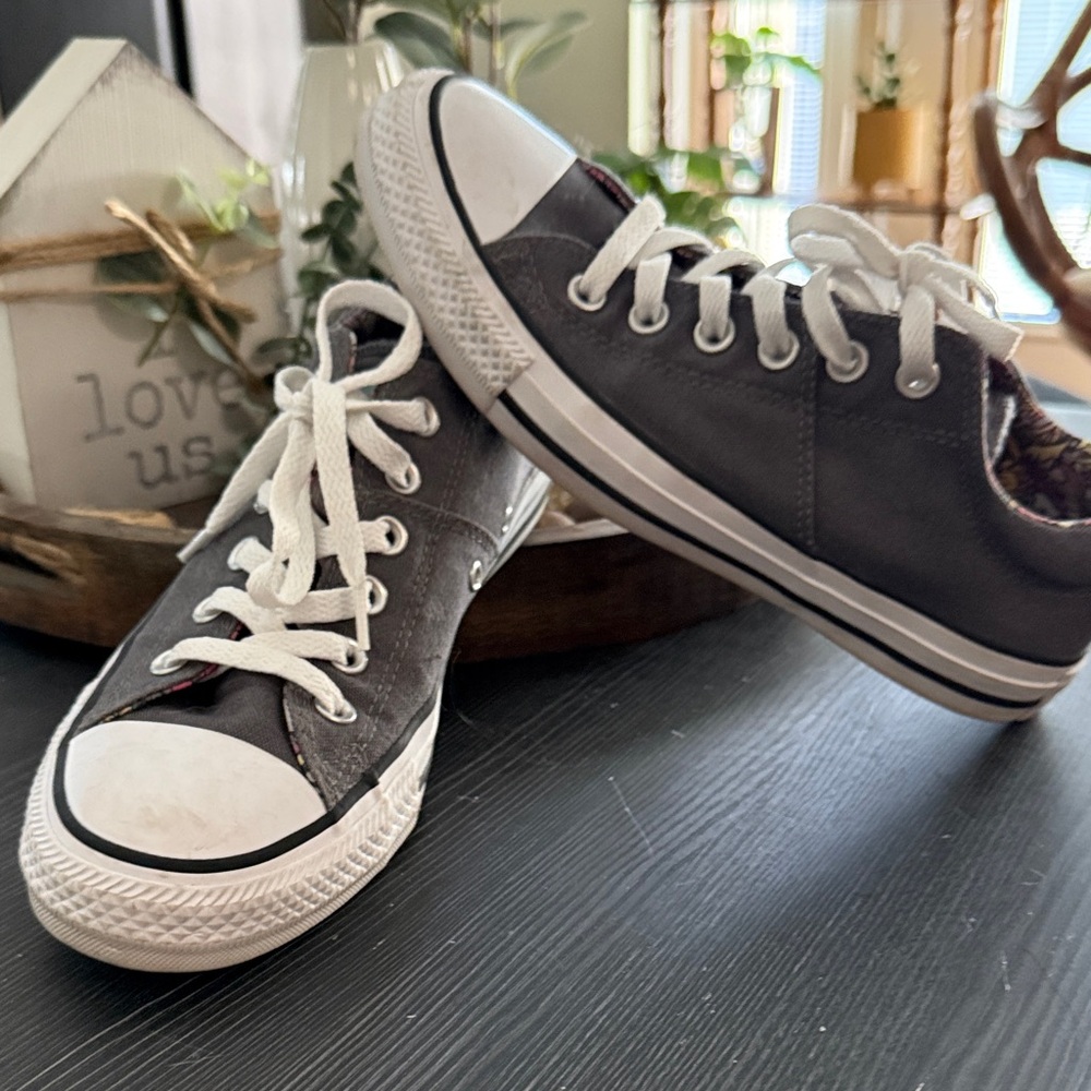 Converse Charcoal Low-Top Sneakers with White Accents